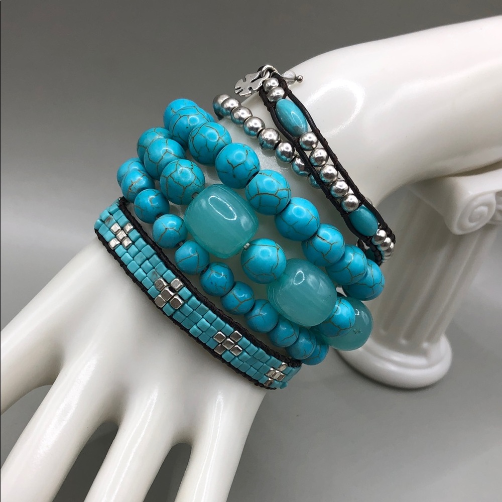 Lucky brand beaded long wrap bracelet turquoise look tree of life charm bundle. - Picture 2 of 6